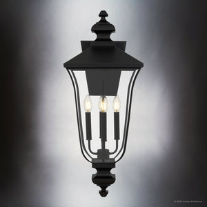 Urban Ambiance - Wall Sconce - UQL10262 Traditional Outdoor Wall Sconce, 30.5''H x 12''W x 13.5''Dep, Matte Black Finish, Casterleigh Collection - 