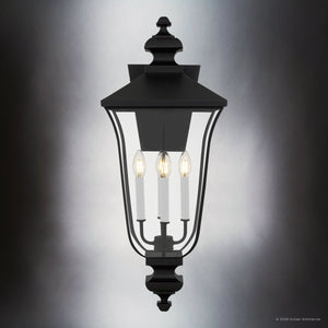 Urban Ambiance - Wall Sconce - UQL10262 Traditional Outdoor Wall Sconce, 30.5''H x 12''W x 13.5''Dep, Matte Black Finish, Casterleigh Collection - 