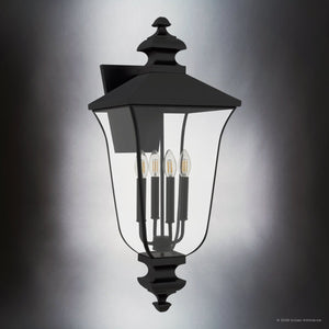 Urban Ambiance - Wall Sconce - UQL10262 Traditional Outdoor Wall Sconce, 30.5''H x 12''W x 13.5''Dep, Matte Black Finish, Casterleigh Collection - 