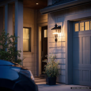 Urban Ambiance - Wall Sconce - UQL10262 Traditional Outdoor Wall Sconce, 30.5''H x 12''W x 13.5''Dep, Matte Black Finish, Casterleigh Collection - 