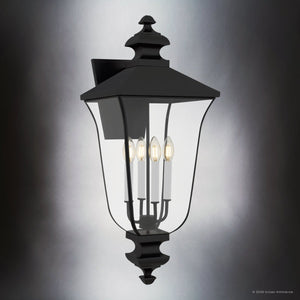Urban Ambiance - Wall Sconce - UQL10262 Traditional Outdoor Wall Sconce, 30.5''H x 12''W x 13.5''Dep, Matte Black Finish, Casterleigh Collection - 