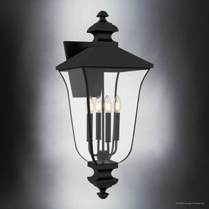 Urban Ambiance - Wall Sconce - UQL10262 Traditional Outdoor Wall Sconce, 30.5''H x 12''W x 13.5''Dep, Matte Black Finish, Casterleigh Collection - 