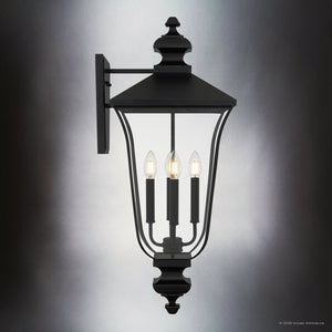 Urban Ambiance - Wall Sconce - UQL10262 Traditional Outdoor Wall Sconce, 30.5''H x 12''W x 13.5''Dep, Matte Black Finish, Casterleigh Collection - 
