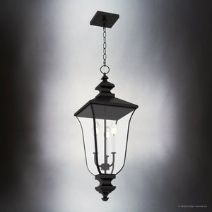 Urban Ambiance - Pendant - UQL10263 Traditional Outdoor Pendant, 27.5''H x 9.75''W x 9.75''Dep, Matte Black Finish, Casterleigh Collection - 