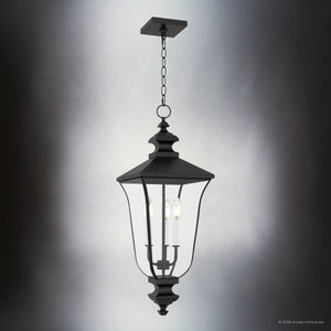 Urban Ambiance - Pendant - UQL10263 Traditional Outdoor Pendant, 27.5''H x 9.75''W x 9.75''Dep, Matte Black Finish, Casterleigh Collection - 