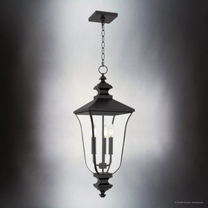 Urban Ambiance - Pendant - UQL10263 Traditional Outdoor Pendant, 27.5''H x 9.75''W x 9.75''Dep, Matte Black Finish, Casterleigh Collection - 