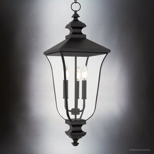 Urban Ambiance - Pendant - UQL10263 Traditional Outdoor Pendant, 27.5''H x 9.75''W x 9.75''Dep, Matte Black Finish, Casterleigh Collection - 