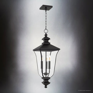 Urban Ambiance - Pendant - UQL10263 Traditional Outdoor Pendant, 27.5''H x 9.75''W x 9.75''Dep, Matte Black Finish, Casterleigh Collection - 
