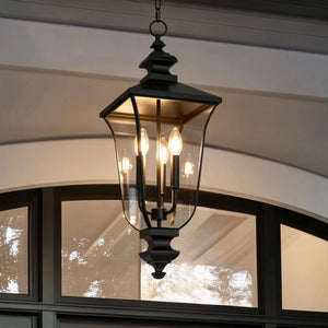 Urban Ambiance - Pendant - UQL10263 Traditional Outdoor Pendant, 27.5''H x 9.75''W x 9.75''Dep, Matte Black Finish, Casterleigh Collection - 