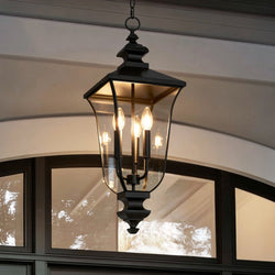 Urban Ambiance - Pendant - UQL10263 Traditional Outdoor Pendant, 27.5''H x 9.75''W x 9.75''Dep, Matte Black Finish, Casterleigh Collection - 