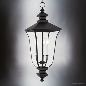 Urban Ambiance - Pendant - UQL10263 Traditional Outdoor Pendant, 27.5''H x 9.75''W x 9.75''Dep, Matte Black Finish, Casterleigh Collection - 