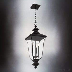 Urban Ambiance - Pendant - UQL10263 Traditional Outdoor Pendant, 27.5''H x 9.75''W x 9.75''Dep, Matte Black Finish, Casterleigh Collection - 