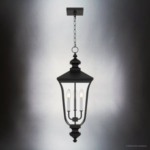 Urban Ambiance - Pendant - UQL10263 Traditional Outdoor Pendant, 27.5''H x 9.75''W x 9.75''Dep, Matte Black Finish, Casterleigh Collection - 
