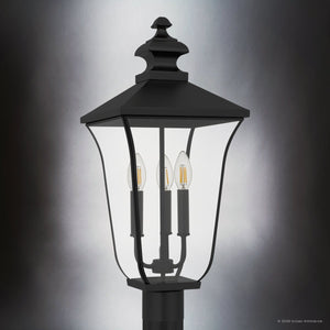 Urban Ambiance - Post Light - UQL10264 Traditional Outdoor Post Light, 22.75''H x 10''W x 10''Dep, Matte Black Finish, Casterleigh Collection - 