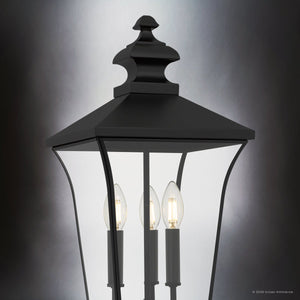 Urban Ambiance - Post Light - UQL10264 Traditional Outdoor Post Light, 22.75''H x 10''W x 10''Dep, Matte Black Finish, Casterleigh Collection - 