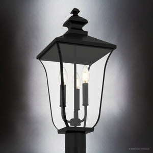 Urban Ambiance - Post Light - UQL10264 Traditional Outdoor Post Light, 22.75''H x 10''W x 10''Dep, Matte Black Finish, Casterleigh Collection - 