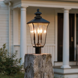 Urban Ambiance - Post Light - UQL10264 Traditional Outdoor Post Light, 22.75''H x 10''W x 10''Dep, Matte Black Finish, Casterleigh Collection - 