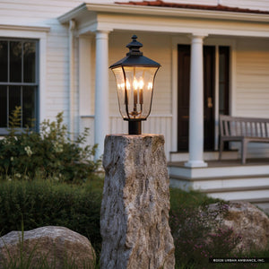 Urban Ambiance - Post Light - UQL10264 Traditional Outdoor Post Light, 22.75''H x 10''W x 10''Dep, Matte Black Finish, Casterleigh Collection - 