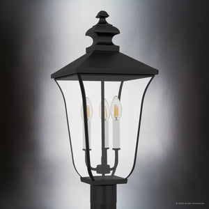 Urban Ambiance - Post Light - UQL10264 Traditional Outdoor Post Light, 22.75''H x 10''W x 10''Dep, Matte Black Finish, Casterleigh Collection - 