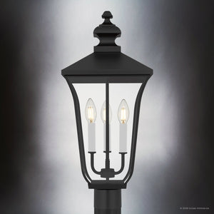 Urban Ambiance - Post Light - UQL10264 Traditional Outdoor Post Light, 22.75''H x 10''W x 10''Dep, Matte Black Finish, Casterleigh Collection - 