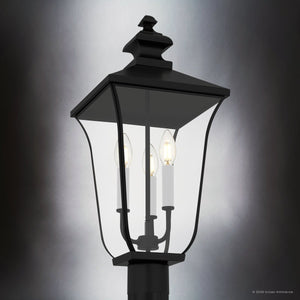 Urban Ambiance - Post Light - UQL10264 Traditional Outdoor Post Light, 22.75''H x 10''W x 10''Dep, Matte Black Finish, Casterleigh Collection - 