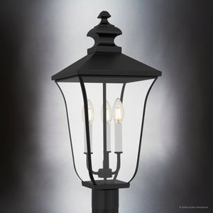 Urban Ambiance - Post Light - UQL10264 Traditional Outdoor Post Light, 22.75''H x 10''W x 10''Dep, Matte Black Finish, Casterleigh Collection - 
