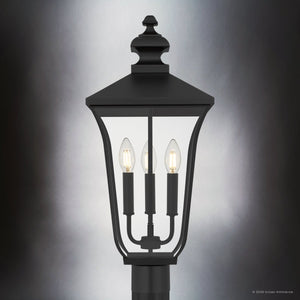 Urban Ambiance - Post Light - UQL10264 Traditional Outdoor Post Light, 22.75''H x 10''W x 10''Dep, Matte Black Finish, Casterleigh Collection - 