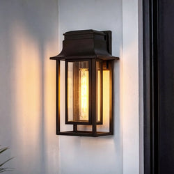 Urban Ambiance - Wall Sconce - UQL10270 Minimalist Outdoor Wall Sconce, 16.5''H x 8.5''W x 7.25''Dep, Matte Black Finish, Elderton Collection - 