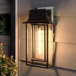Urban Ambiance - Wall Sconce - UQL10272 Minimalist Outdoor Wall Sconce, 24''H x 12.5''W x 10.25''Dep, Matte Black Finish, Elderton Collection - 