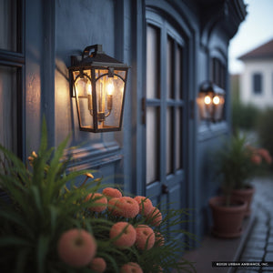 Urban Ambiance - Wall Sconce - UQL10281 Traditional Outdoor Wall Sconce, 14.5''H x 8.25''W x 9.75''Dep, Western Bronze Finish, Grenshaw Collection - 