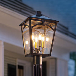 Urban Ambiance - Post Light - UQL10284 Traditional Outdoor Post Light, 19.5''H x 10.75''W x 10.75''Dep, Western Bronze Finish, Grenshaw Collection - 