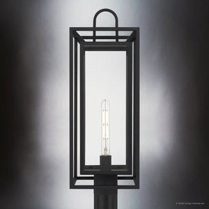 Urban Ambiance - Post Light - UQL10294 Modern Outdoor Post Light, 24.5''H x 9''W x 9''Dep, Matte Black Finish, Kelbury Collection - 
