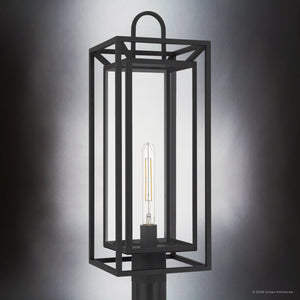 Urban Ambiance - Post Light - UQL10294 Modern Outdoor Post Light, 24.5''H x 9''W x 9''Dep, Matte Black Finish, Kelbury Collection - 