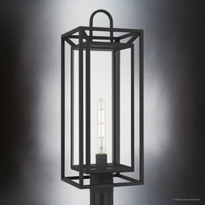 Urban Ambiance - Post Light - UQL10294 Modern Outdoor Post Light, 24.5''H x 9''W x 9''Dep, Matte Black Finish, Kelbury Collection - 