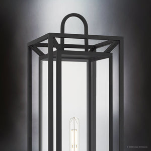 Urban Ambiance - Post Light - UQL10294 Modern Outdoor Post Light, 24.5''H x 9''W x 9''Dep, Matte Black Finish, Kelbury Collection - 