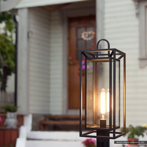 Urban Ambiance - Post Light - UQL10294 Modern Outdoor Post Light, 24.5''H x 9''W x 9''Dep, Matte Black Finish, Kelbury Collection - 