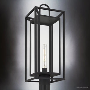 Urban Ambiance - Post Light - UQL10294 Modern Outdoor Post Light, 24.5''H x 9''W x 9''Dep, Matte Black Finish, Kelbury Collection - 