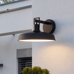 Urban Ambiance - Wall Sconce - UQL10301 Farmhouse Outdoor Wall Sconce, 9''H x 14''W x 14.5''Dep, Matte Black Finish, Loxford Collection - 