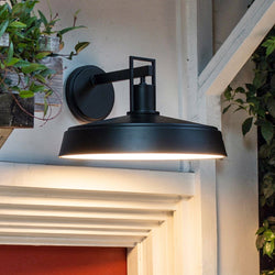 Urban Ambiance - Wall Sconce - UQL10302 Farmhouse Outdoor Wall Sconce, 9.75''H x 16''W x 16.5''Dep, Matte Black Finish, Loxford Collection - 
