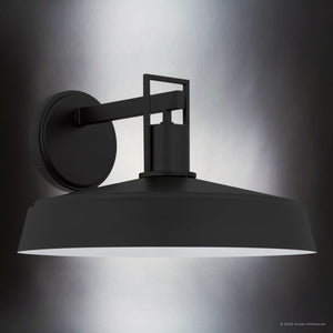 Urban Ambiance - Wall Sconce - UQL10302 Farmhouse Outdoor Wall Sconce, 9.75''H x 16''W x 16.5''Dep, Matte Black Finish, Loxford Collection - 
