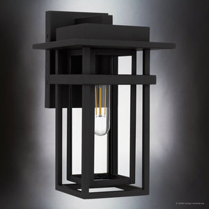 Urban Ambiance - Wall Sconce - UQL10310 Craftsman Outdoor Wall Sconce, 12''H x 7''W x 7.75''Dep, Earth Black Finish, Merridale Collection - 
