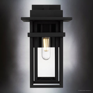 Urban Ambiance - Wall Sconce - UQL10310 Craftsman Outdoor Wall Sconce, 12''H x 7''W x 7.75''Dep, Earth Black Finish, Merridale Collection - 