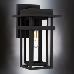 Urban Ambiance - Wall Sconce - UQL10310 Craftsman Outdoor Wall Sconce, 12''H x 7''W x 7.75''Dep, Earth Black Finish, Merridale Collection - 