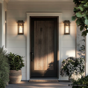 Urban Ambiance - Wall Sconce - UQL10310 Craftsman Outdoor Wall Sconce, 12''H x 7''W x 7.75''Dep, Earth Black Finish, Merridale Collection - 