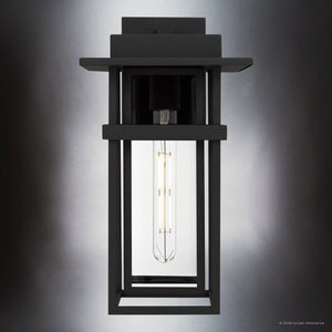 Urban Ambiance - Wall Sconce - UQL10311 Craftsman Outdoor Wall Sconce, 14.75''H x 8''W x 8.75''Dep, Earth Black Finish, Merridale Collection - 