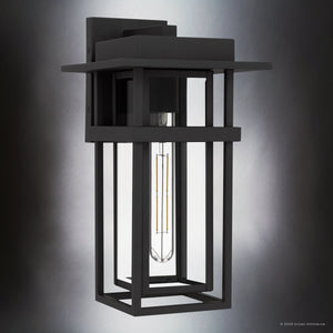 Urban Ambiance - Wall Sconce - UQL10311 Craftsman Outdoor Wall Sconce, 14.75''H x 8''W x 8.75''Dep, Earth Black Finish, Merridale Collection - 