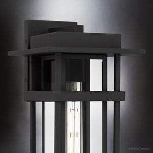 Urban Ambiance - Wall Sconce - UQL10311 Craftsman Outdoor Wall Sconce, 14.75''H x 8''W x 8.75''Dep, Earth Black Finish, Merridale Collection - 