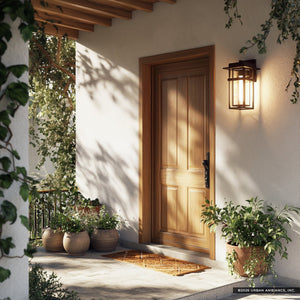 Urban Ambiance - Wall Sconce - UQL10311 Craftsman Outdoor Wall Sconce, 14.75''H x 8''W x 8.75''Dep, Earth Black Finish, Merridale Collection - 