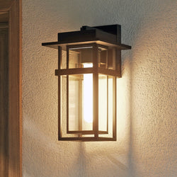 Urban Ambiance - Wall Sconce - UQL10311 Craftsman Outdoor Wall Sconce, 14.75''H x 8''W x 8.75''Dep, Earth Black Finish, Merridale Collection - 