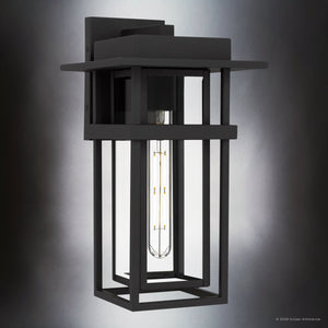 Urban Ambiance - Wall Sconce - UQL10311 Craftsman Outdoor Wall Sconce, 14.75''H x 8''W x 8.75''Dep, Earth Black Finish, Merridale Collection - 